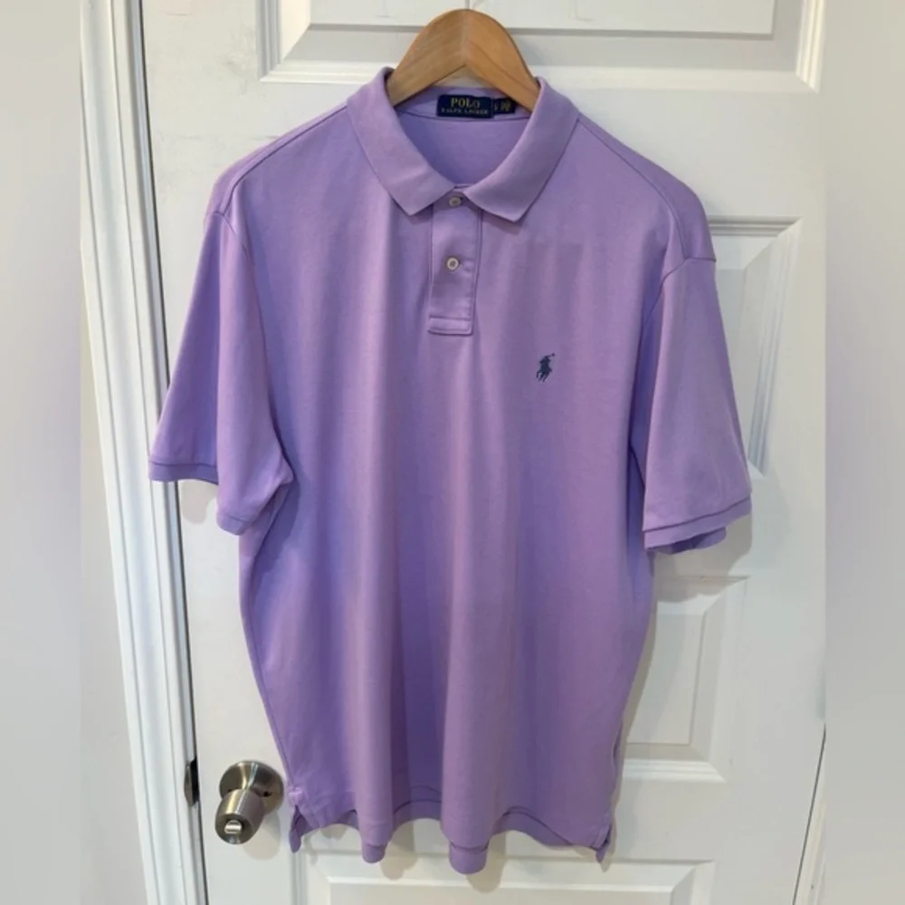 Polo Ralph Lauren Mens Purple Short Sleeve Polo Shirt Pony Logo Golf Preppy L‎